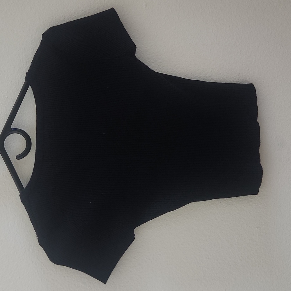 Love Tree Black Ribbed Button-Up Crop Top - Picture 5 of 6